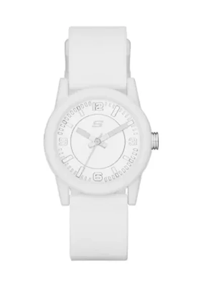 Rosencrans 30 Millimeter Quartz Analog Watch with Silicone Strap and Plastic Case, White