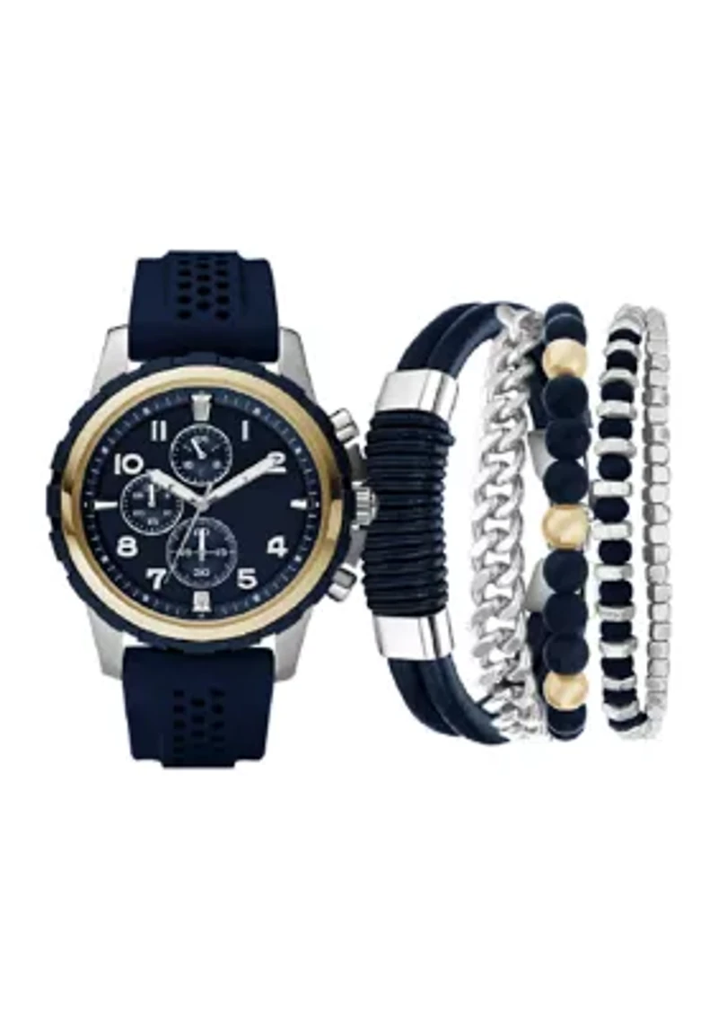 Two Tone Black Bracelet and Watch Set