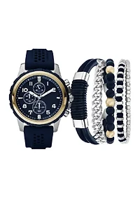 Two Tone Black Bracelet and Watch Set