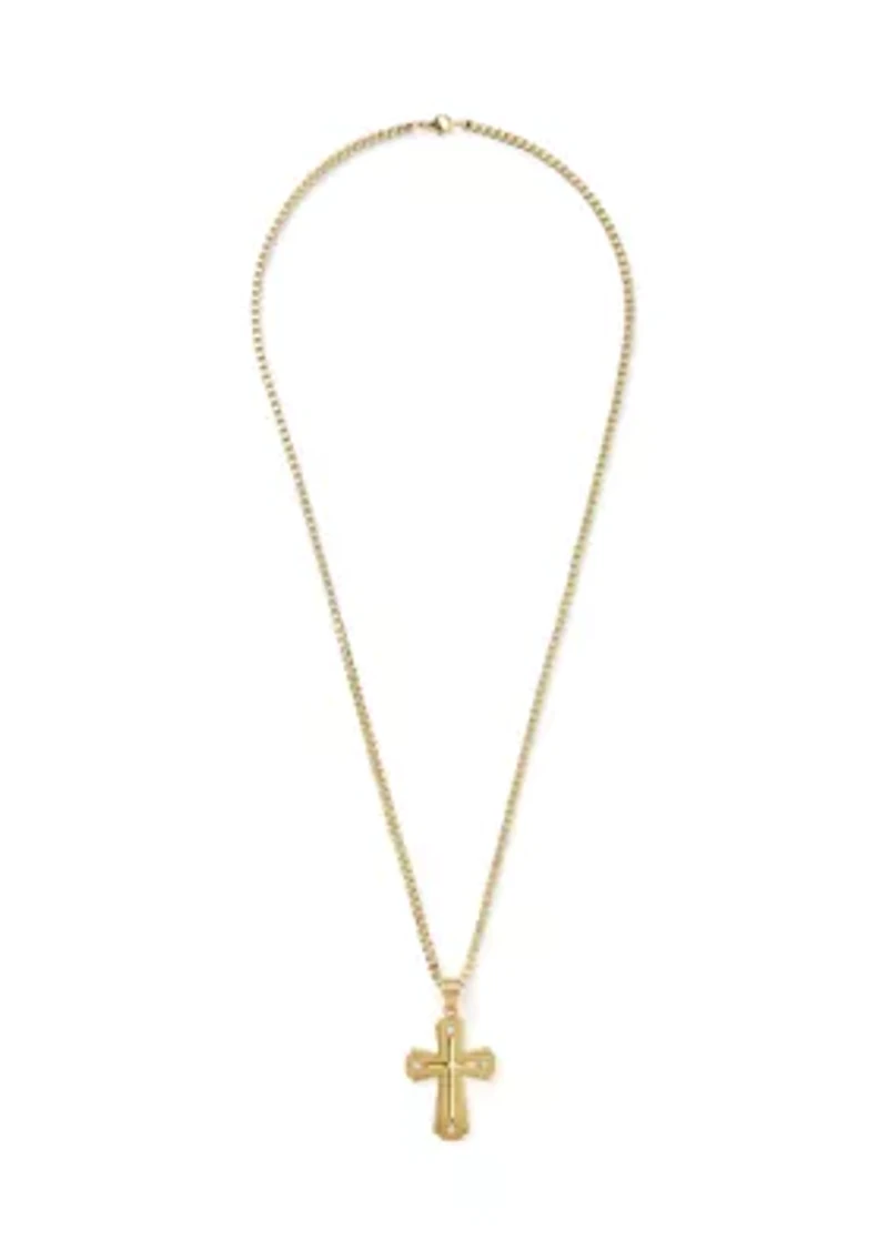 Stainless Steel Cross Pendant Necklace and Bracelet Set