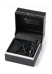 Gunmetal Bracelet and Pendant Necklace Set