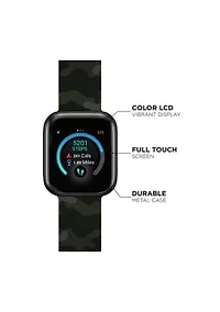 iTouch Sport 3 Touchscreen Smartwatch for Men and Women: Black Case with Green Camo Strap