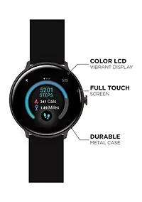 iTouch Sport 3 Touchscreen Smartwatch for Men and Women: Black Case with Black Strap