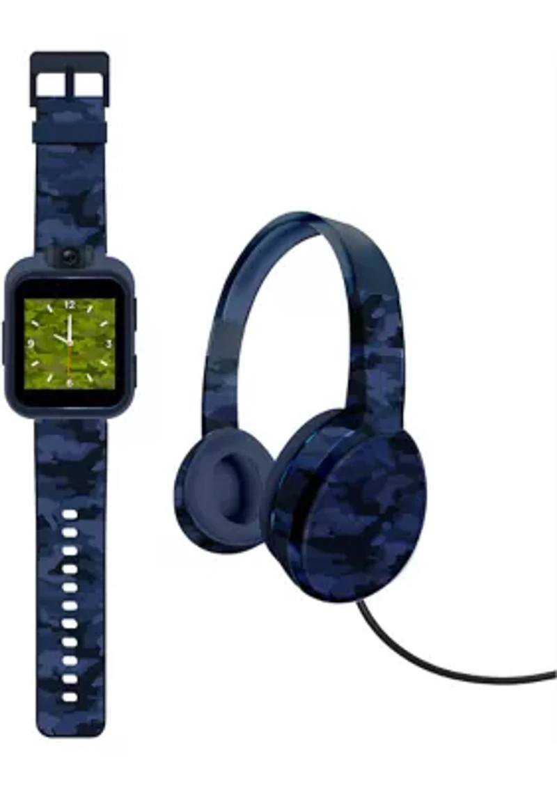 PlayZoom 2 Interactive Educational Kids Smartwatch with Headphones: Blue Camouflage Print