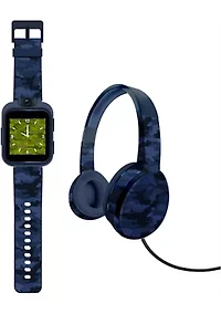 PlayZoom 2 Interactive Educational Kids Smartwatch with Headphones: Blue Camouflage Print