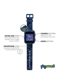 PlayZoom 2 Interactive Educational Kids Smartwatch with Headphones: Blue Camouflage Print