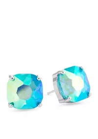 Silver-Plated Light Aqua Aurora Borealis Crystal Stud Earrings