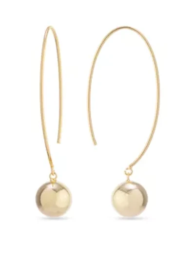 Gold Over Fine Silver Plated Ball Drop Threader Earrings