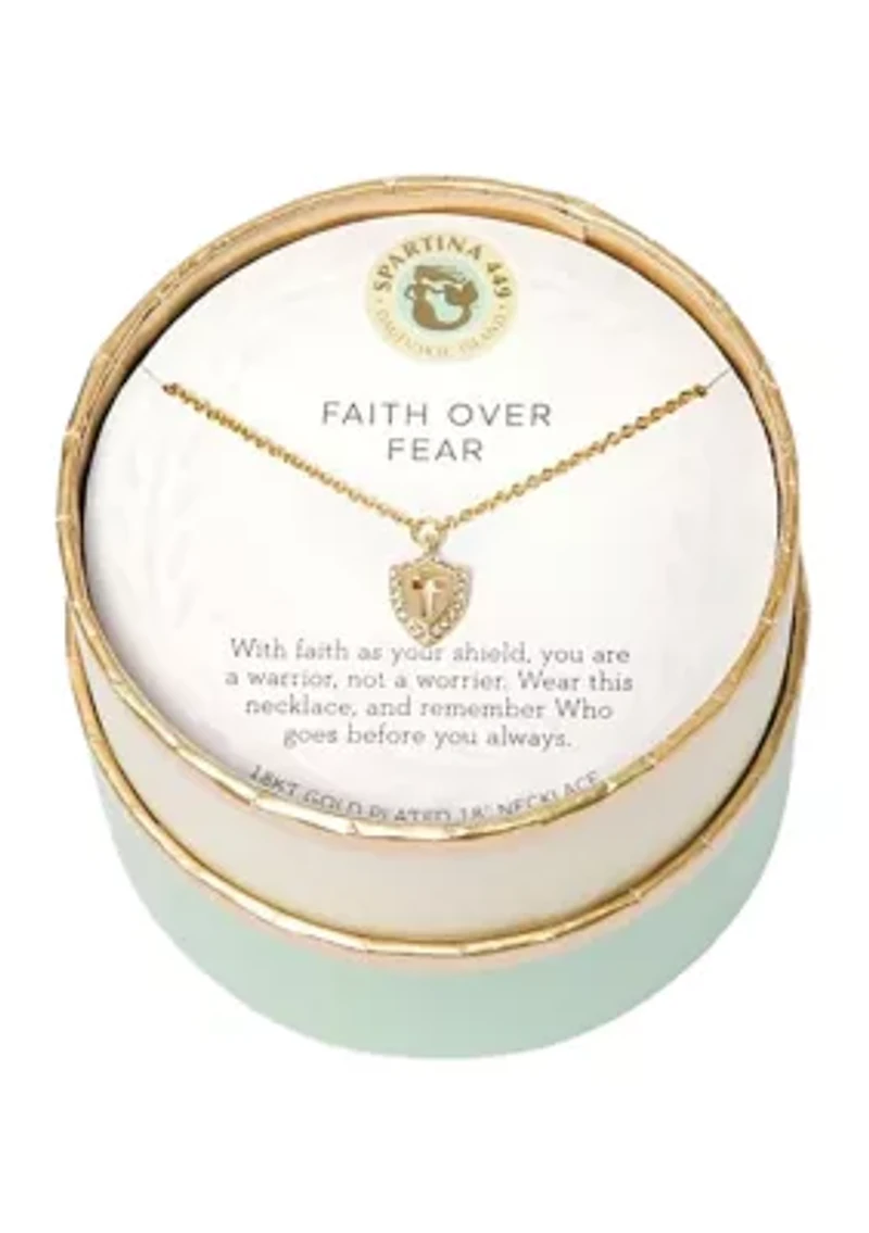 Faith Over Fear Gold Tone Necklace