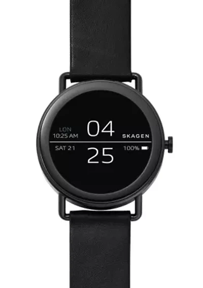 Men's Stainless Steel Faslter Leather Strap Smartwatch