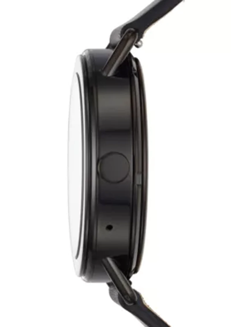 Men's Stainless Steel Faslter Leather Strap Smartwatch