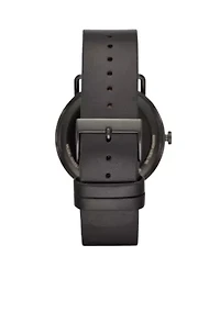 Men's Stainless Steel Faslter Leather Strap Smartwatch