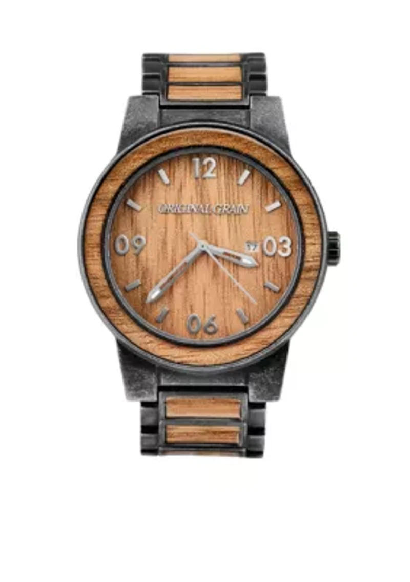 Wood Barrel Collection Analog Stonewashed Stainless Steel
