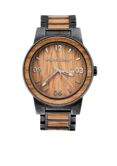 Wood Barrel Collection Analog Stonewashed Stainless Steel