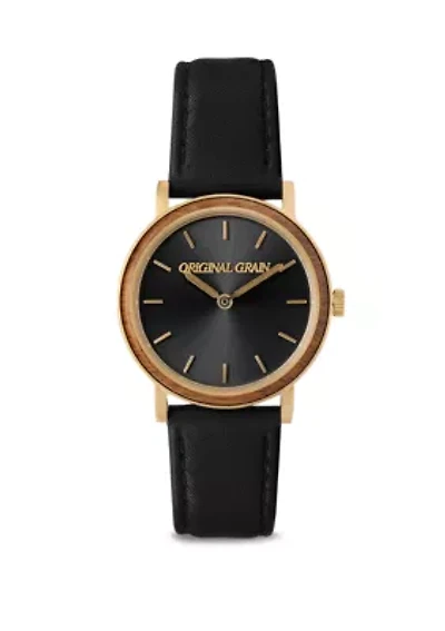 Gold Plated Modern Leather Strap Watch