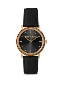 Gold Plated Modern Leather Strap Watch