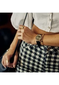 Gold Plated Modern Leather Strap Watch