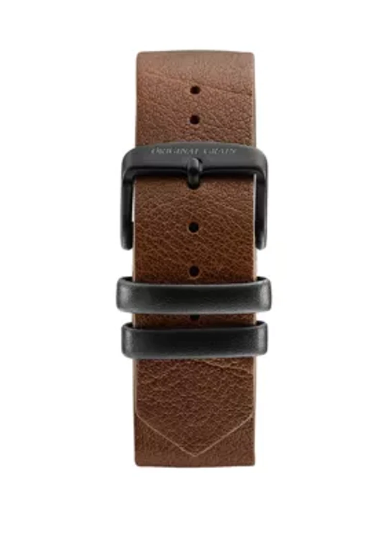 Stainless Steel Classic Matte Black Watch with Matte Black Steel Band and Extra Leather Bomber Strap
