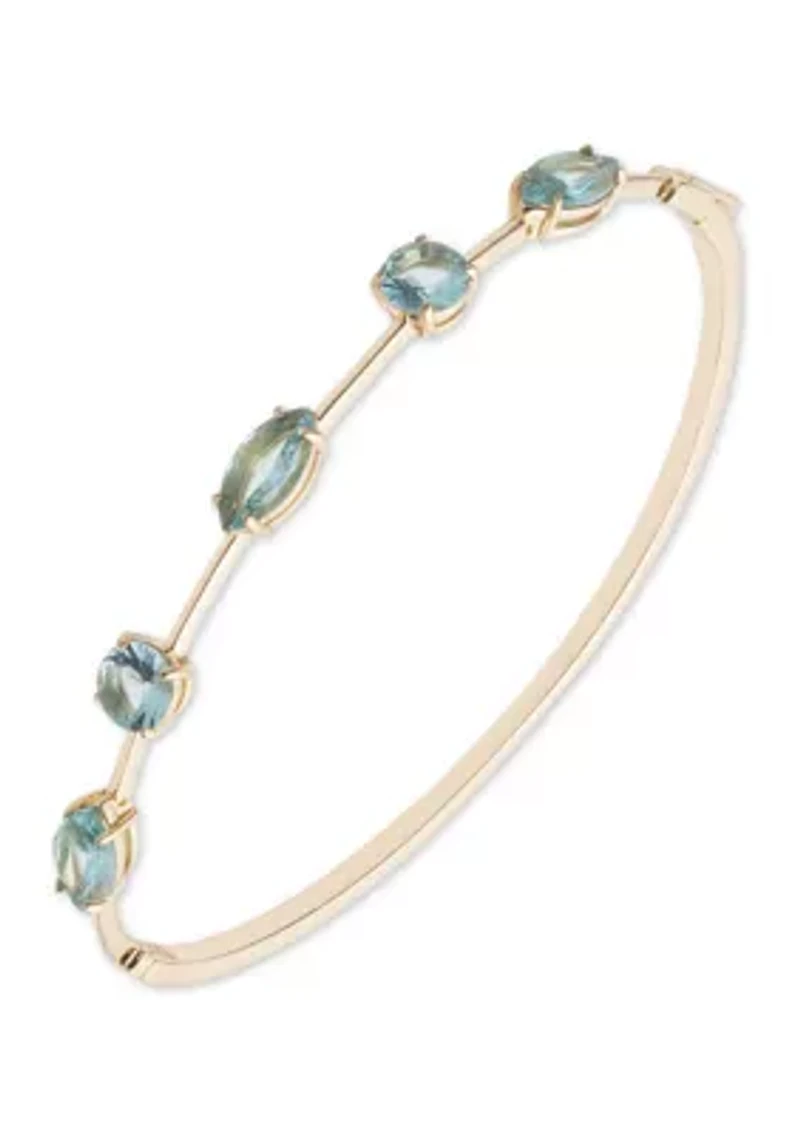 Gold Tone Blue Multi Stone Bangle Bracelet