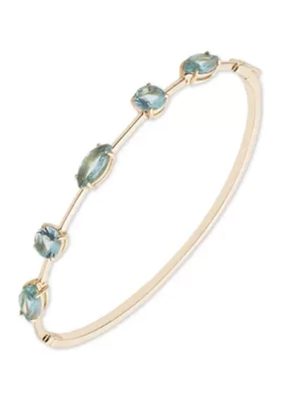 Gold Tone Blue Multi Stone Bangle Bracelet