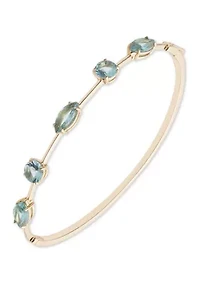 Gold Tone Blue Multi Stone Bangle Bracelet