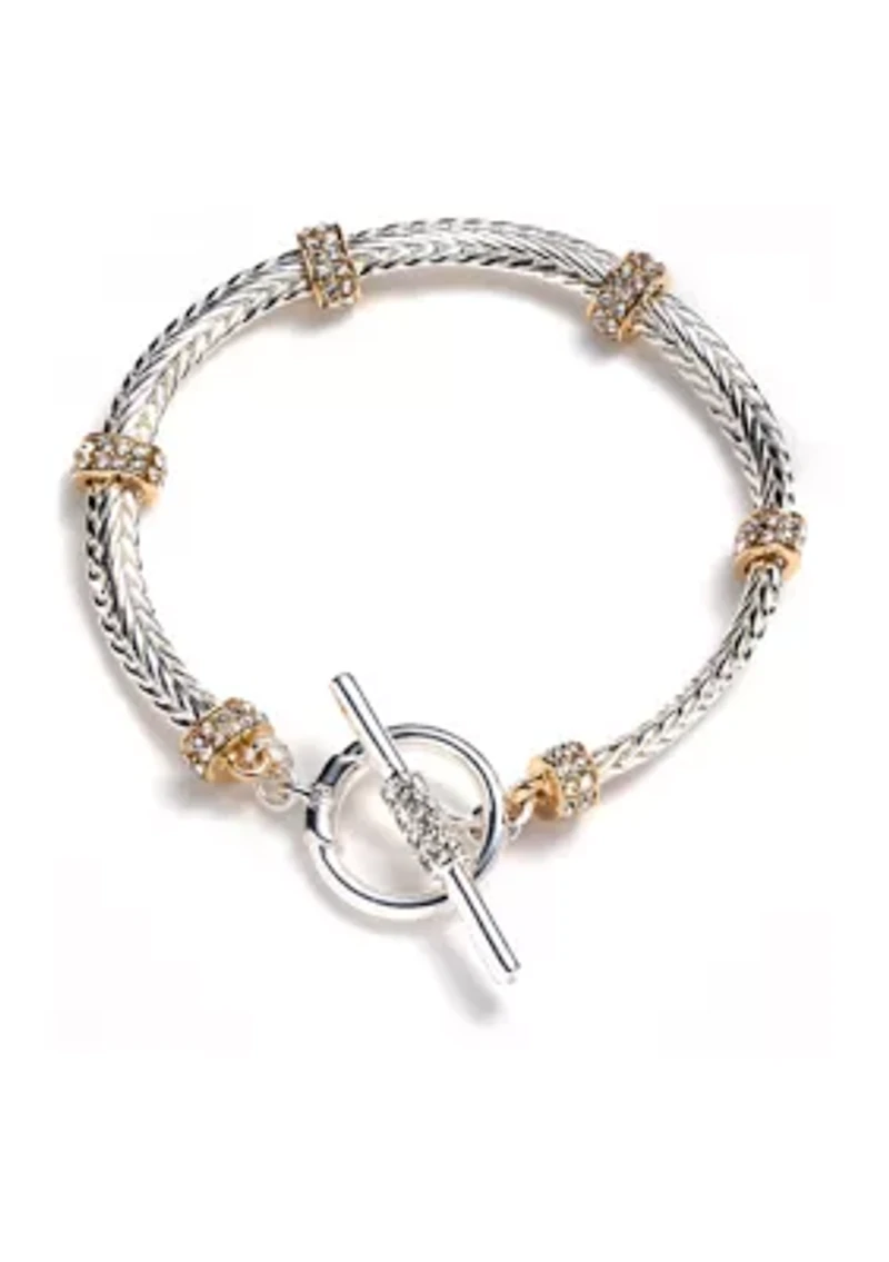Two Tone Pave Rondelle Flex Bracelet