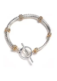 Two Tone Pave Rondelle Flex Bracelet