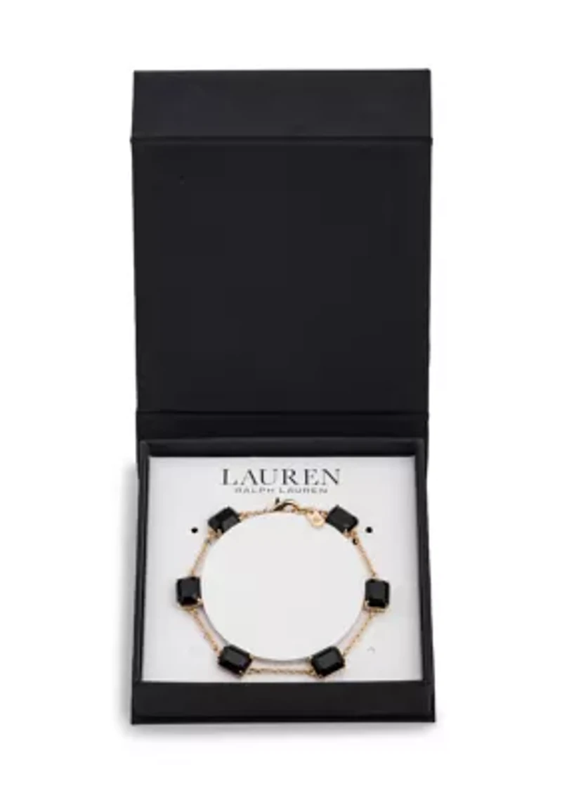 Gold Tone Stone Flex Bracelet