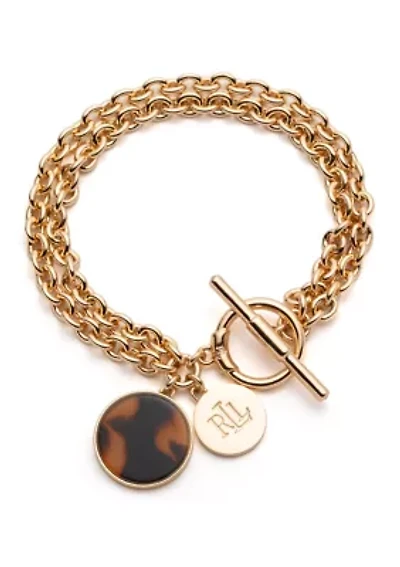 Gold Tone Tortoise Logo Flex Bracelet
