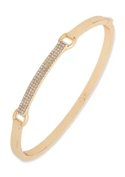 Gold Tone Crystal Hinge Bangle Bracelet