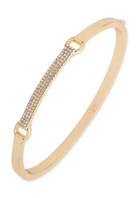 Gold Tone Crystal Hinge Bangle Bracelet