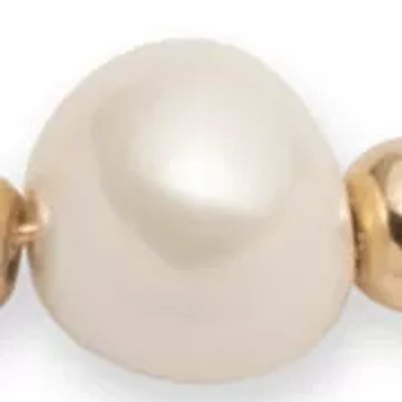 Gold Tone White Pearl Flex Bracelet