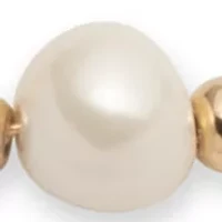 Gold Tone White Pearl Flex Bracelet