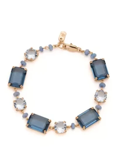 Gold Tone Blue Stone Flex Bracelet