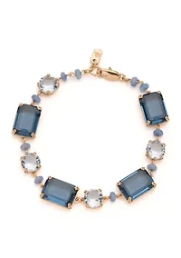Gold Tone Blue Stone Flex Bracelet