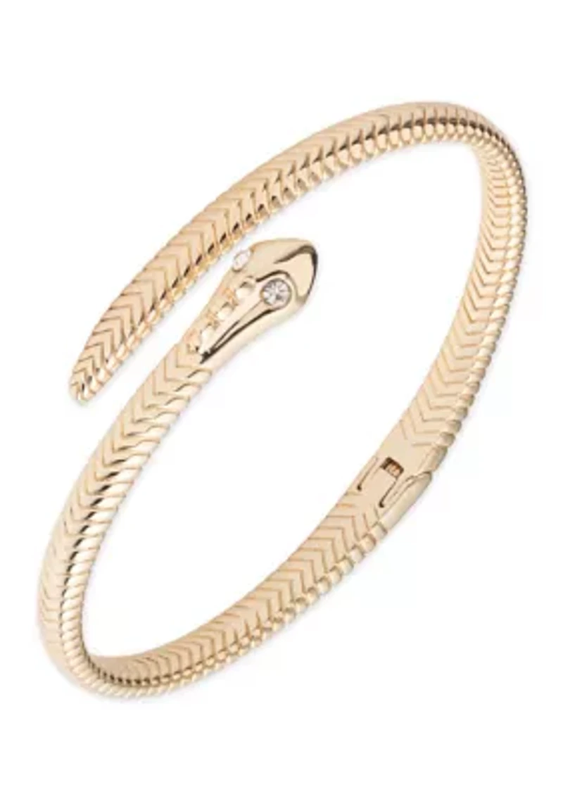 Crystal Bypass Snake Cuff Bracelet