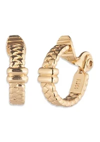 Clip Herringbone Hoop Earrings