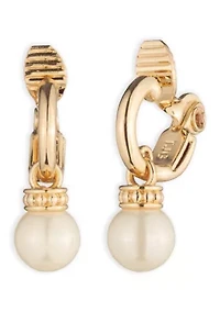  Huggie Pearl Drop EZ Comfort Clip Earrings