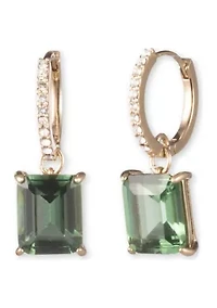 Gold Tone Stone Huggie Drop Earrings