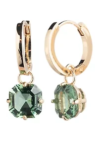 Stone Huggie Drop Earrings