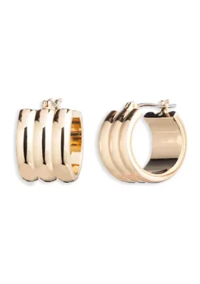 18 Millimeter Wide Rib Hoop Earrings