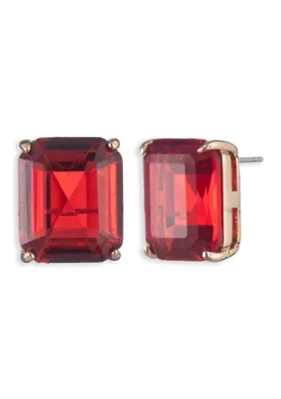 Gold Tone Siam Stud Earrings