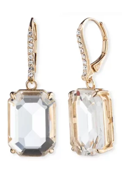 Gold Tone Stone Drop Earrings