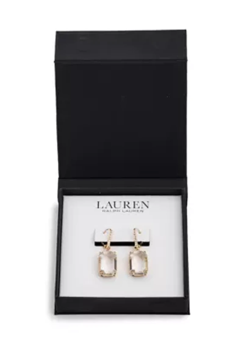 Gold Tone Stone Drop Earrings