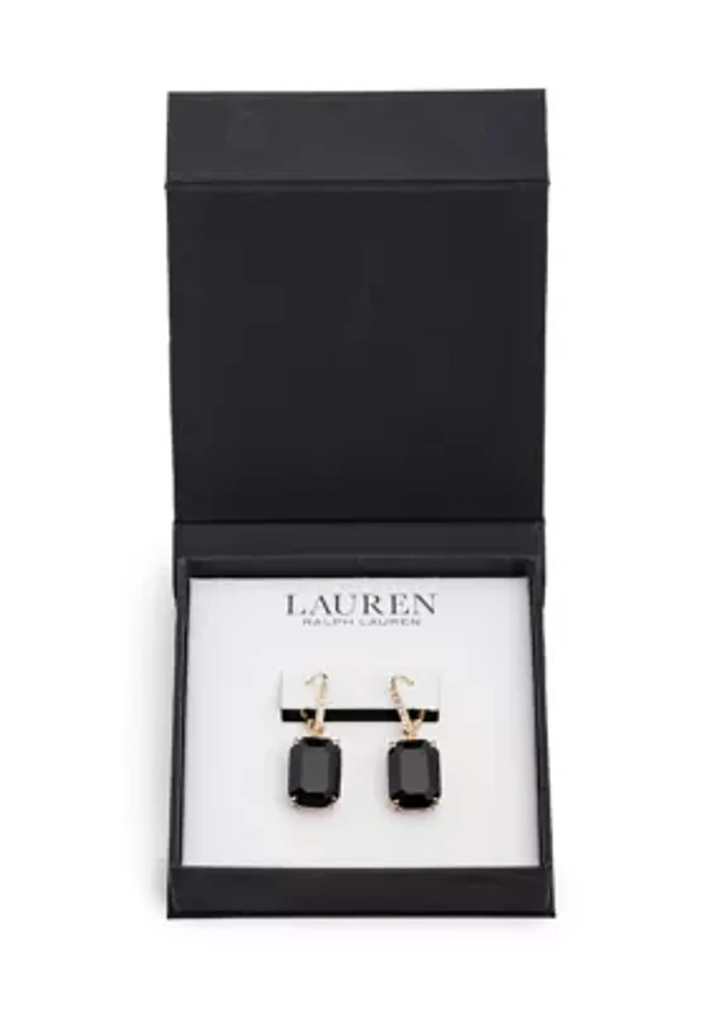 Gold Tone Stone Drop Earrings