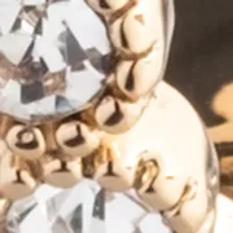 Gold Tone Crystal Tennis Hoop Earrings