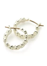 Silver Tone Crystal Tennis Hoop Earrings