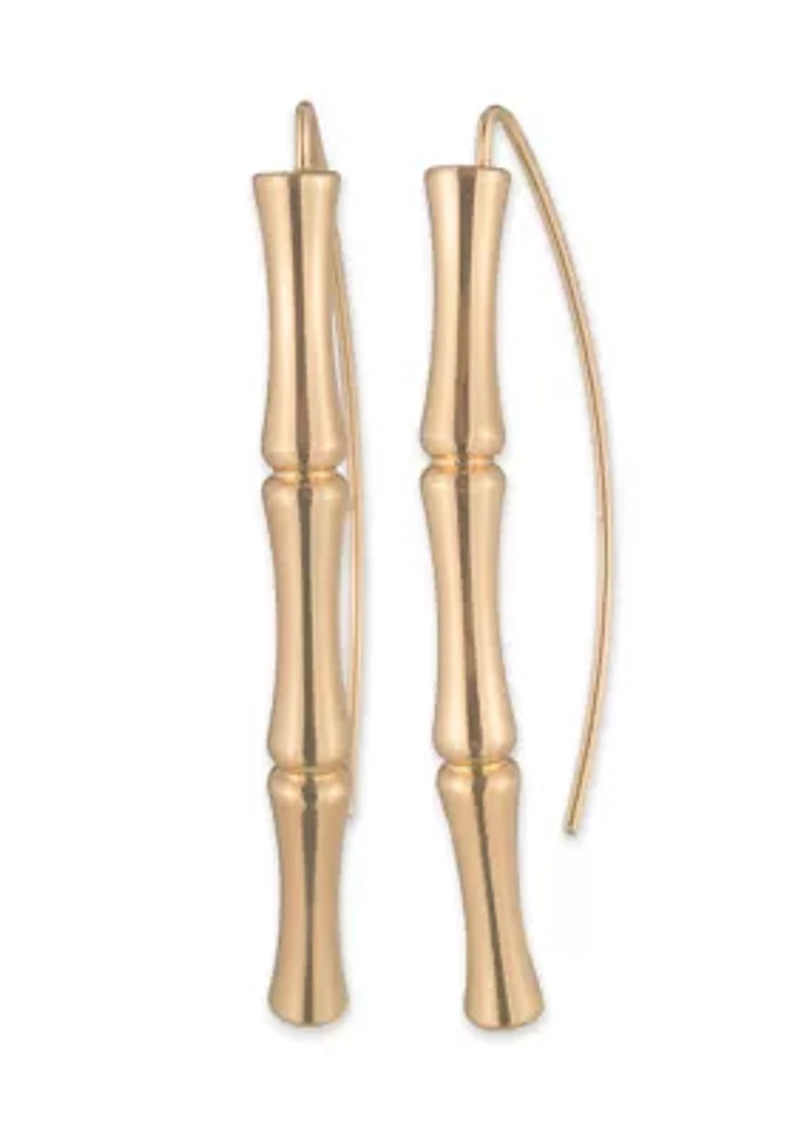 Gold Tone Bamboo Threader Earrings