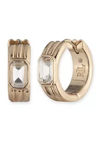 Gold Tone 13 Millimeter Crystal Hoop Earrings