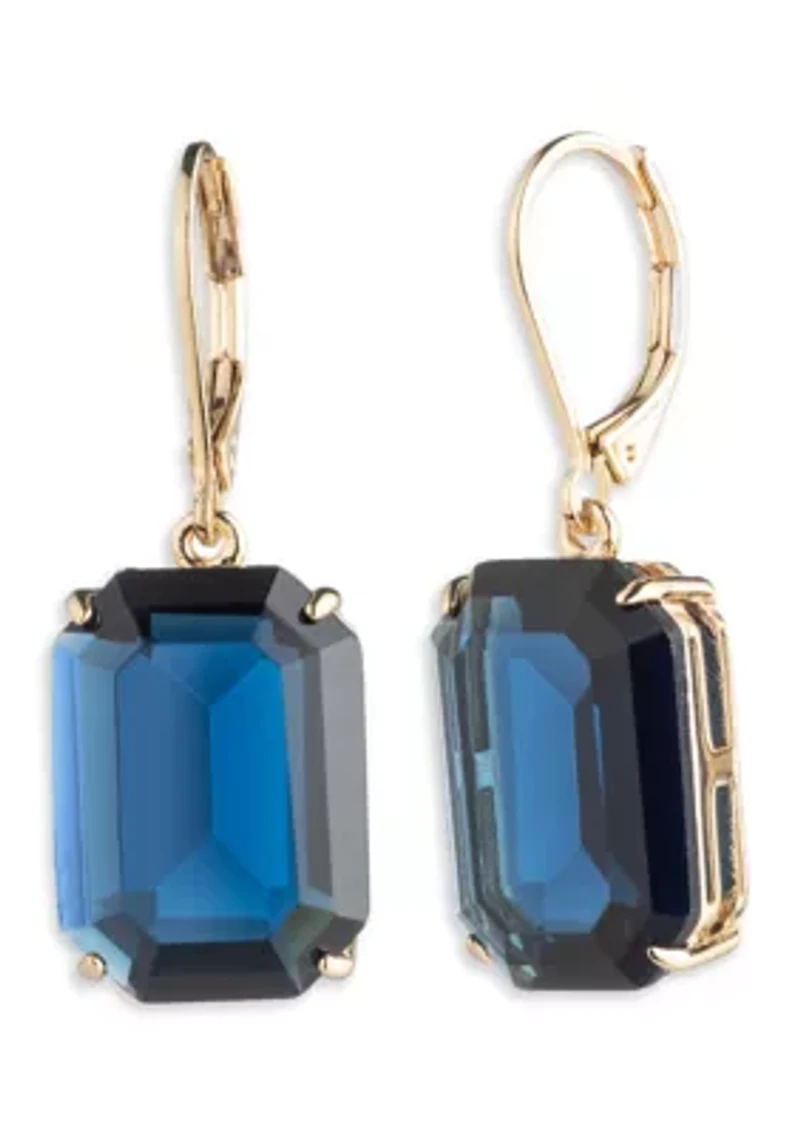 Gold Tone Stone Drop Earrings